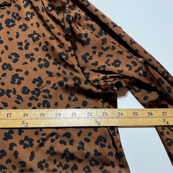 NWT Auden Women's Brown Leopard-Print Long-Sleeve Pajama Top- Size L - Picture 3 of 5